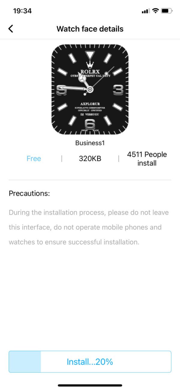 Watch face details installing